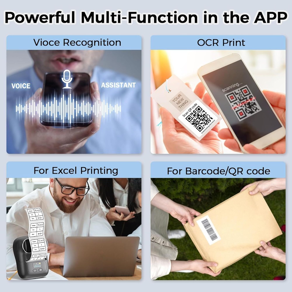 Phomemo M110 Thermal Label Maker Mobile Printer Wireless Barcode Printer +1 Roll