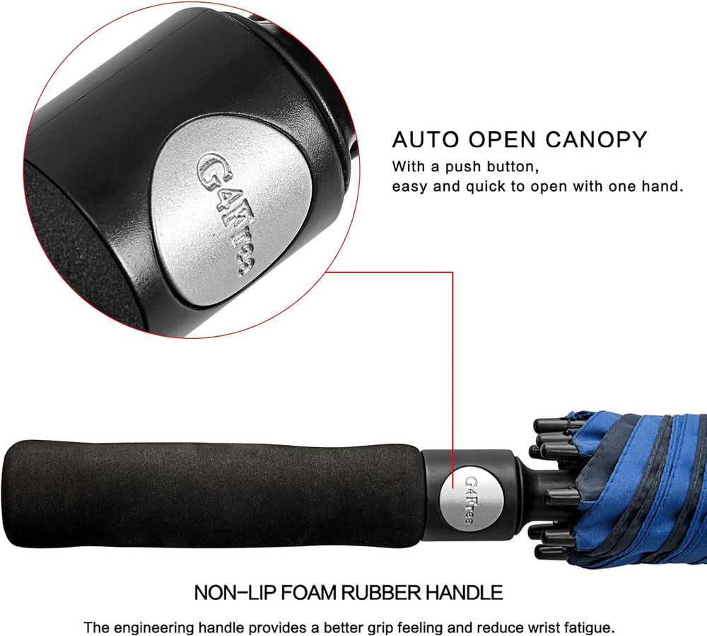 54/62/68 Inch Automatic Open Golf Umbrella Extra Large Oversize Double Canopy Ve