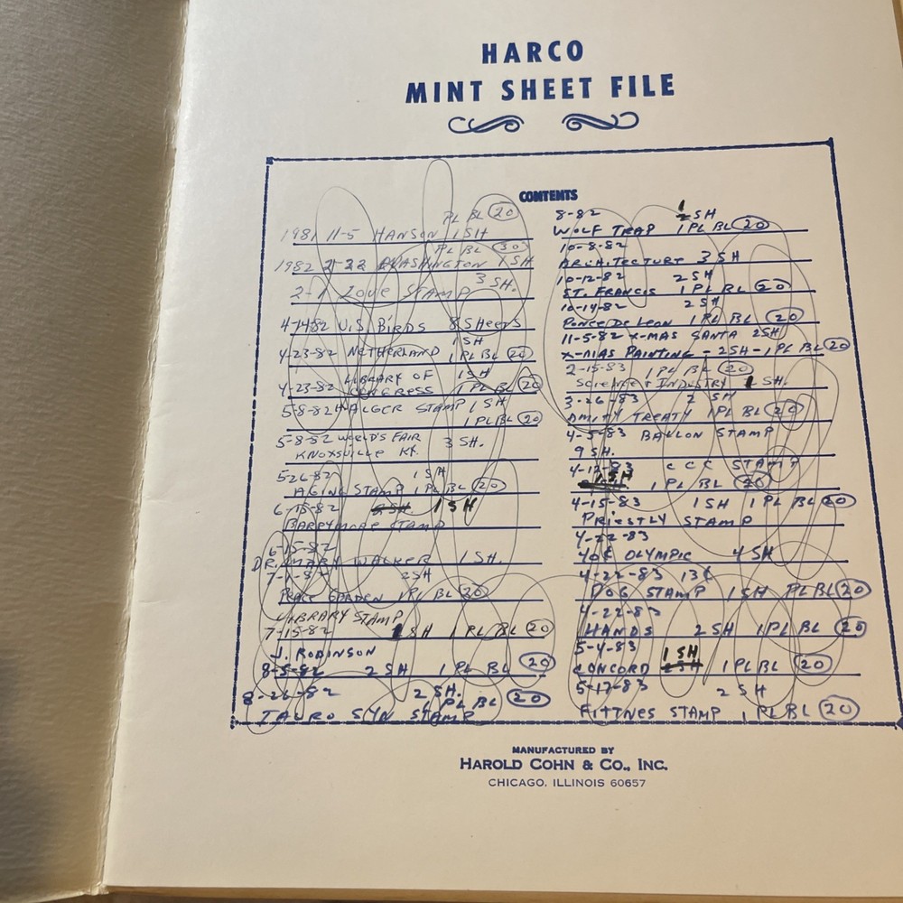 EMPTY MINT SHEET FILE (15) POCKET PAGES. Approx 9.50" x 11.50" Used