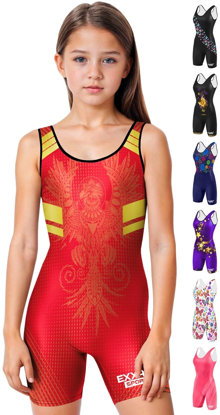 Exxact Sports Sublimated High-Cut Youth Girls Wrestling Singlets