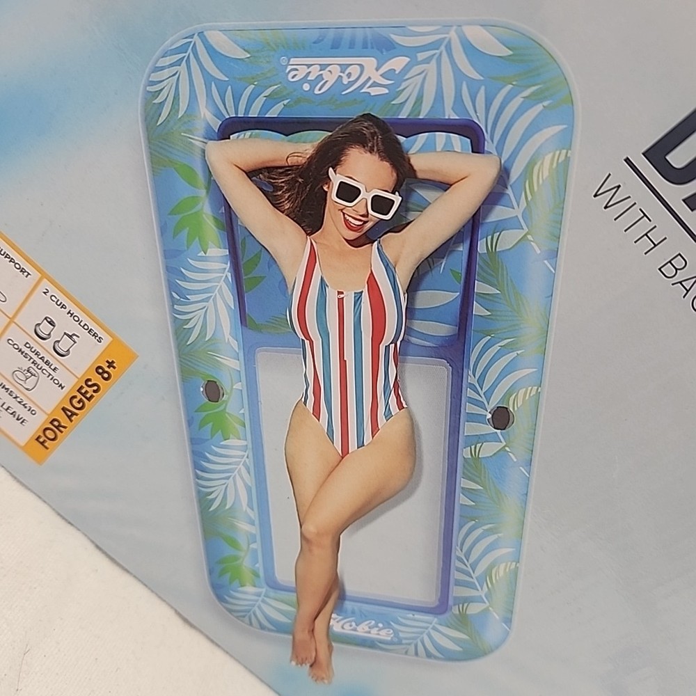 Inflatable Daybed Float With Back Support & Cup Holders Hobie Floatable 72" NEW