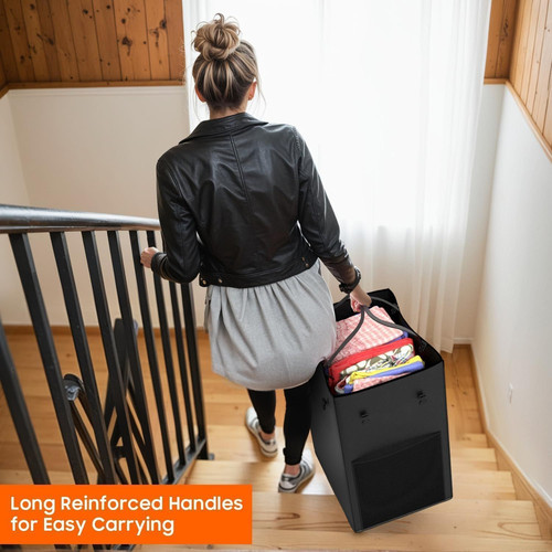 150L Laundry Hamper with Wheels, Rolling Basket 40GAL, Black