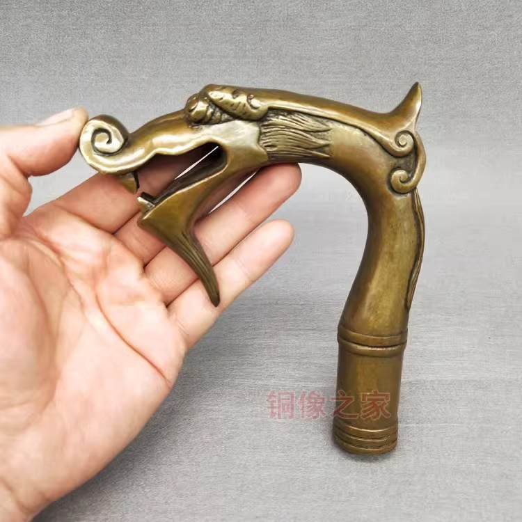 Solid Brass Dragon Head Walking Stick Cane Handle Top Topper Hand Grip Tool