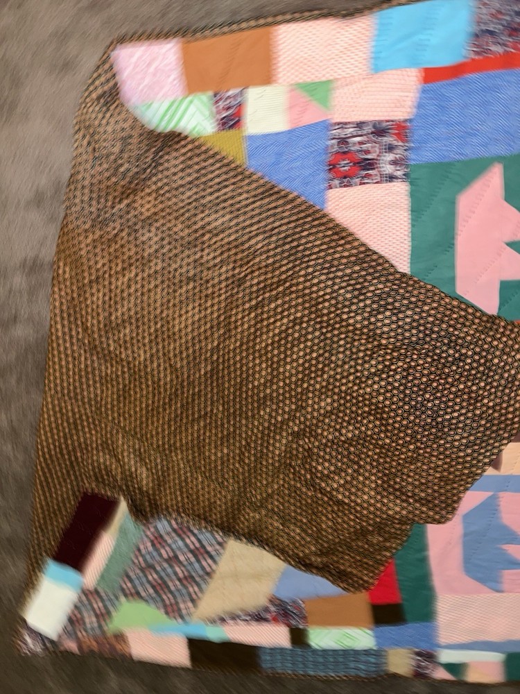 Vintage Handmade Quilt Small Blocks Patchwork Quilt 87”x63” Unique