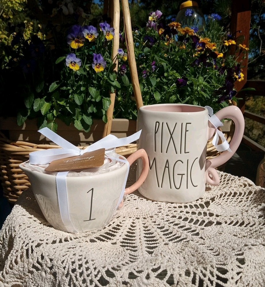NEW RAE DUNN Tinker Bell Pink SET "Pixie Magic" Mug & 4 Nesting Measuring Cups