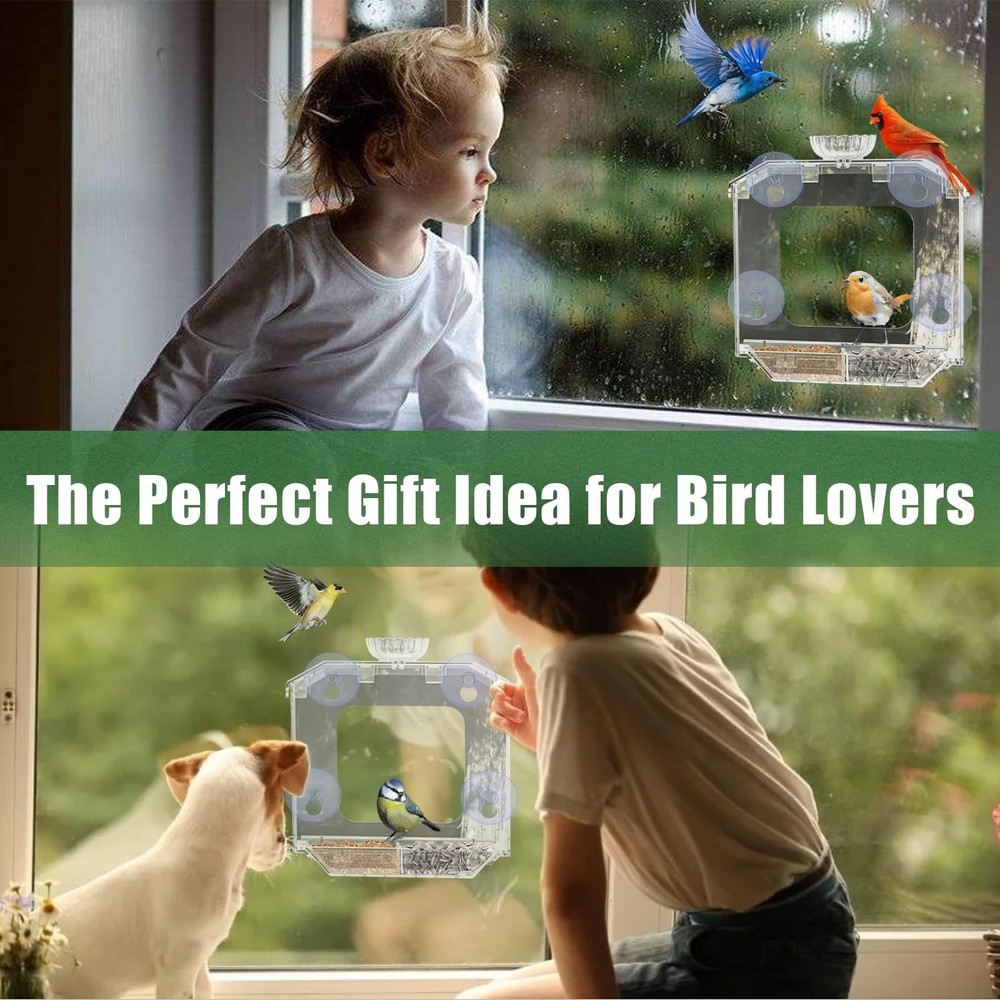 SVEDVK Clear Window Bird Feeder with Strong Suction Cups –