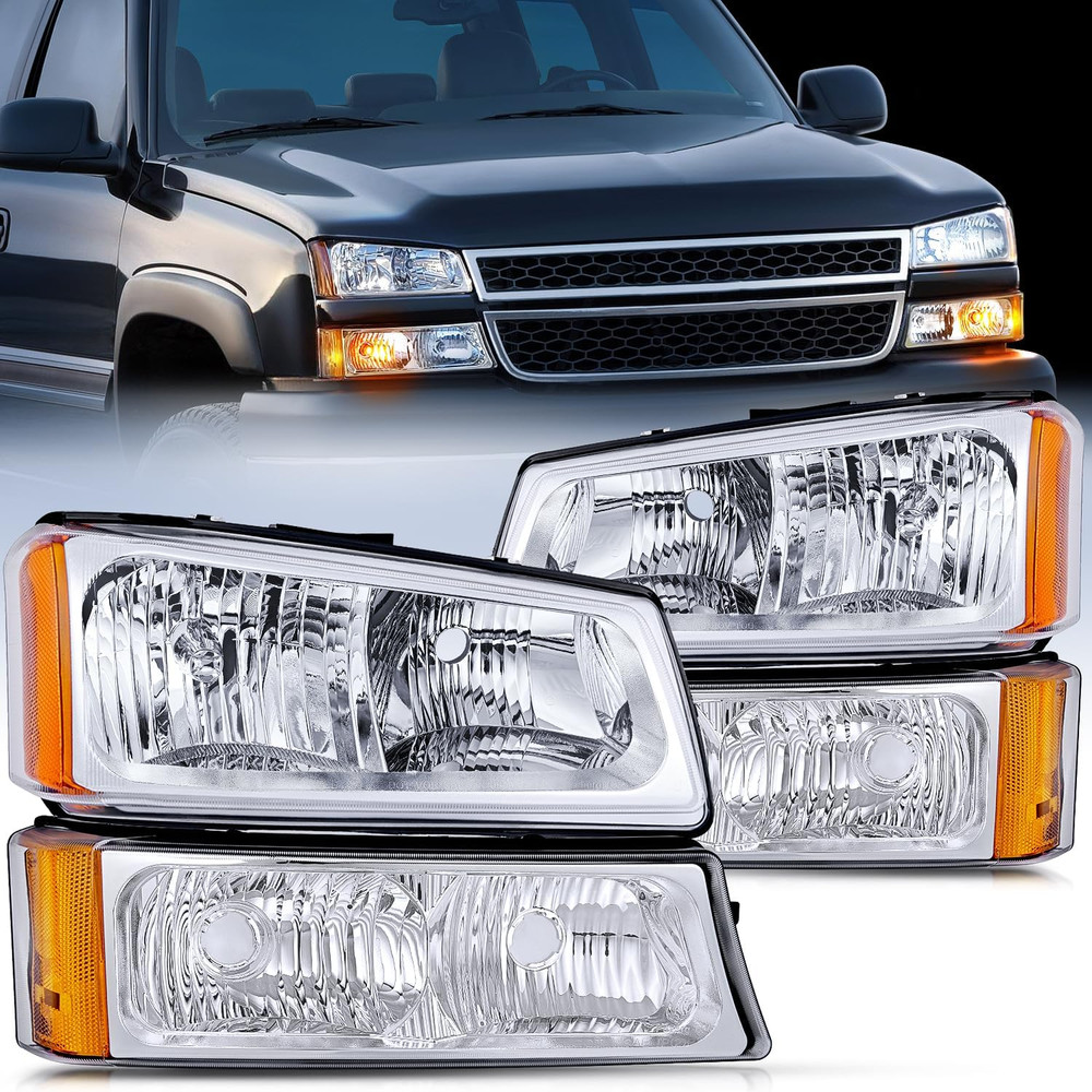 Headlight Assembly Set for Chevy Silverado 2003-2006 Pair