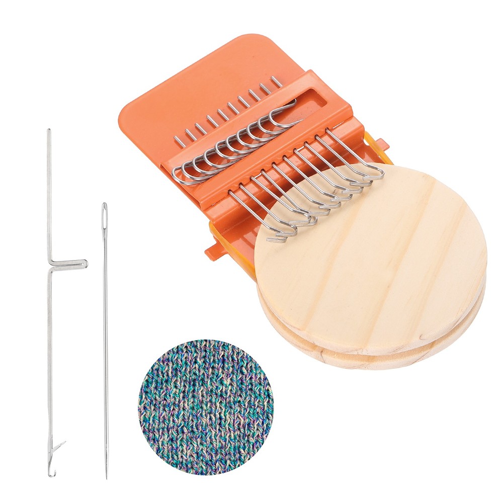 Speedweve Darning Loom, 10 Hooks Mini Weaving Knitting Machine Orange