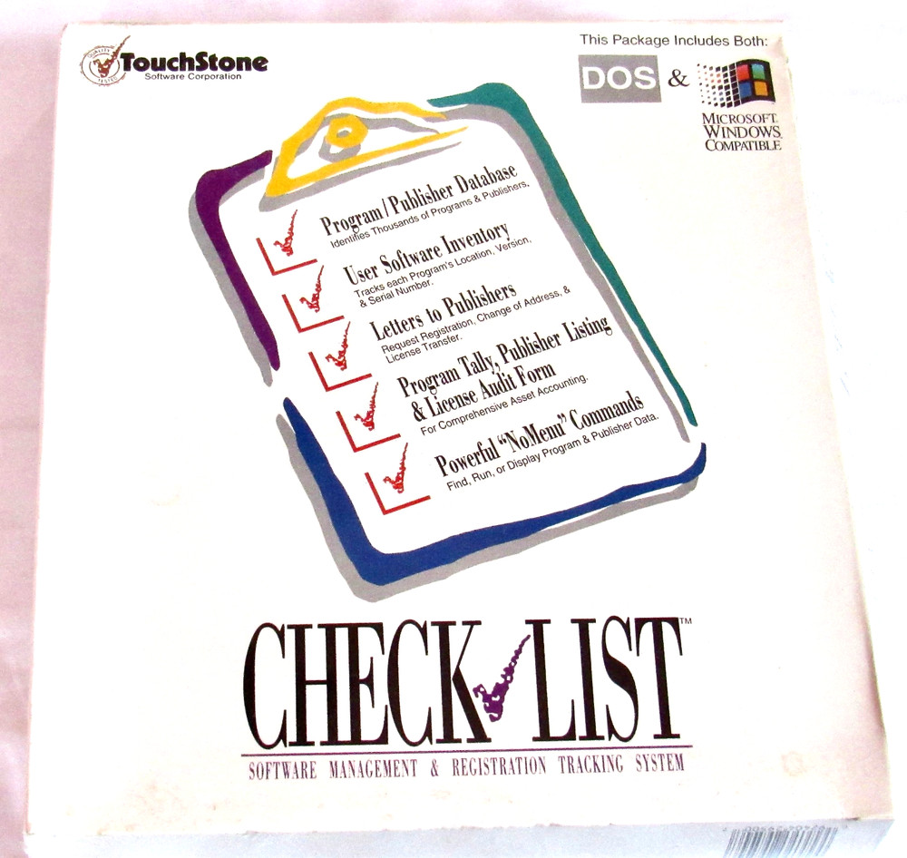 Sealed Vintage TouchStone Check List  DOS Microsoft Software Management System