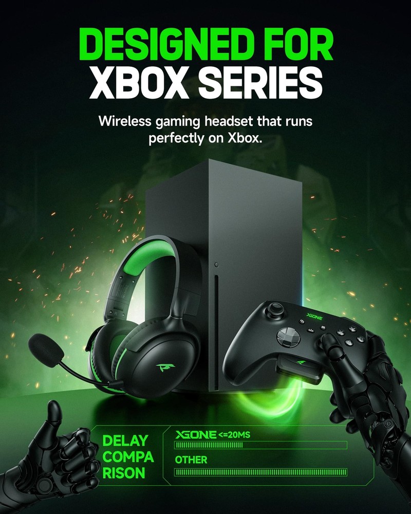 Wireless Gaming Headset for XBOX Series X|S|, PC, PS5, PS4, Mac, Switch, Gami...