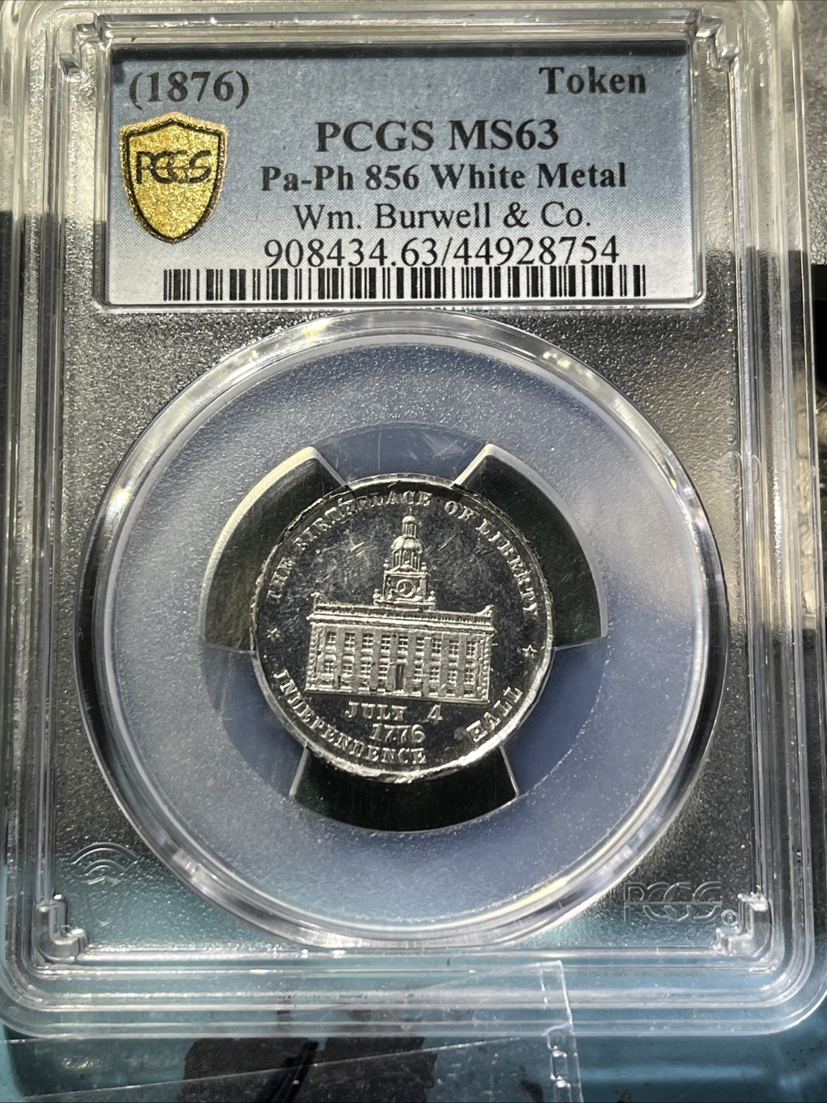 1876 Philadelphia PA Merchant Token Wm. Burwell & Co. Pa-Ph-856 MS63 PCGS
