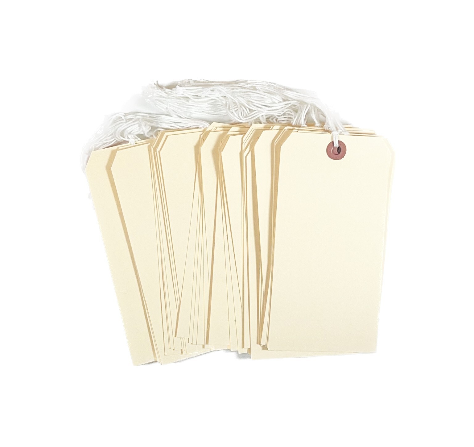 100 pcs 6 1/4" x 3 1/8" Size 8 Manila XL Large Pre-Strung Price Tags with String