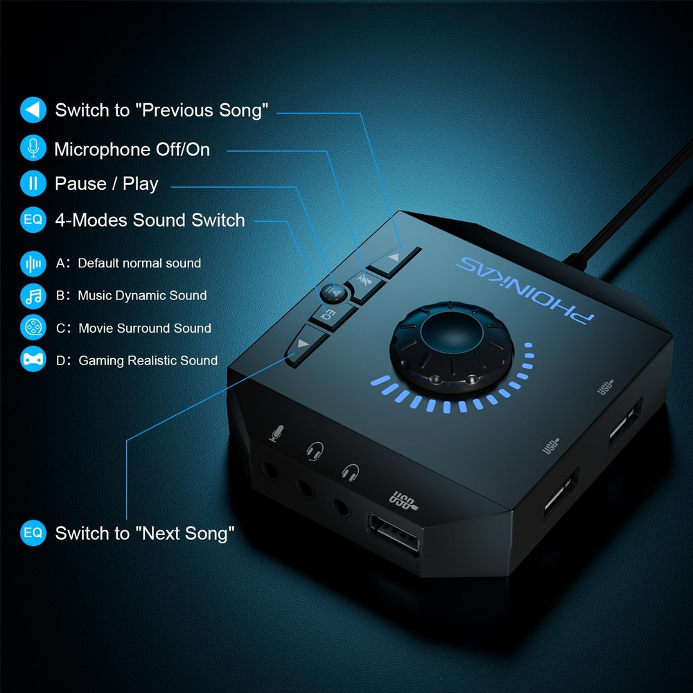 T10 External Sound Card USB Audio Adapter PC Windows Mac Linux Stereo 3.5mm