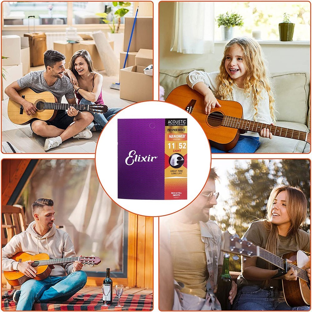 Elixir Phosphor Bronze Acoustic Guitar Strings Custom Light (11-52) 2-Pack US