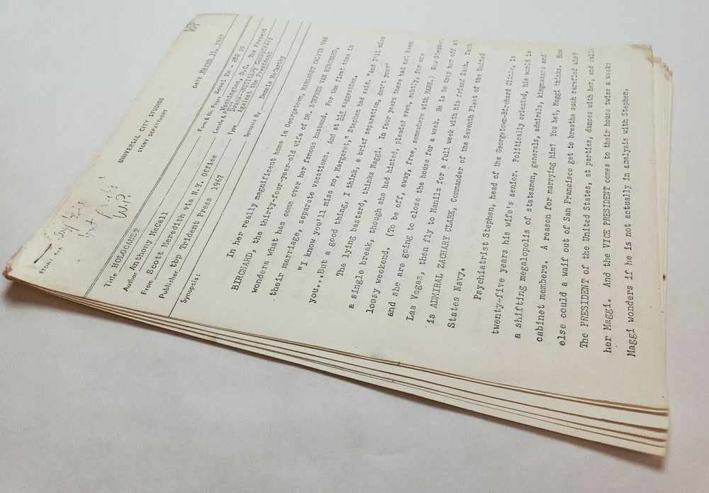 HOLOCAUST / Dennis McCarthy 1967 SYNOPSIS, based on novel by Anthony McCall