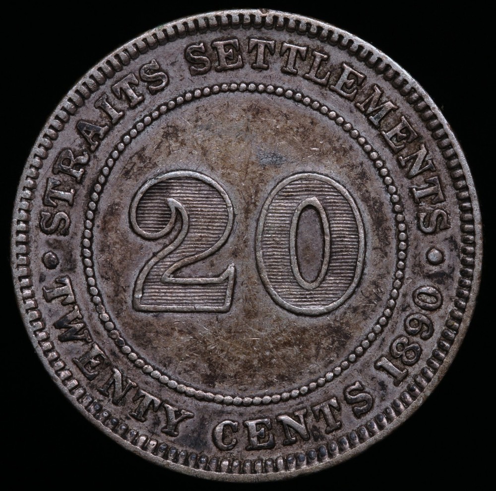 1890 Straits Settlements 20 Cents - KM# 12