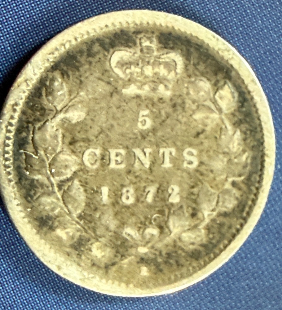 1872 Canada Silver 5 Cents as pictured.