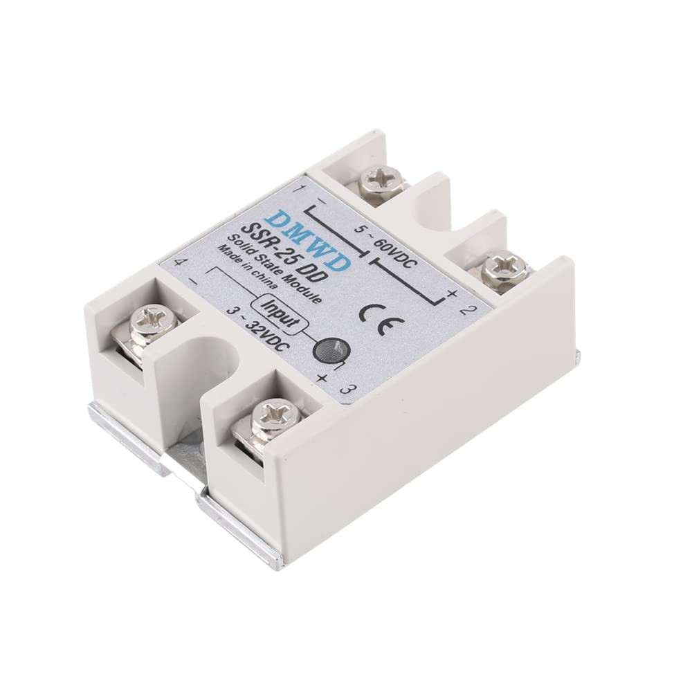 SSR-25DD Solid State Relay DC to DC (Input 3-32V DC Output 5-60V DC) with Hea...
