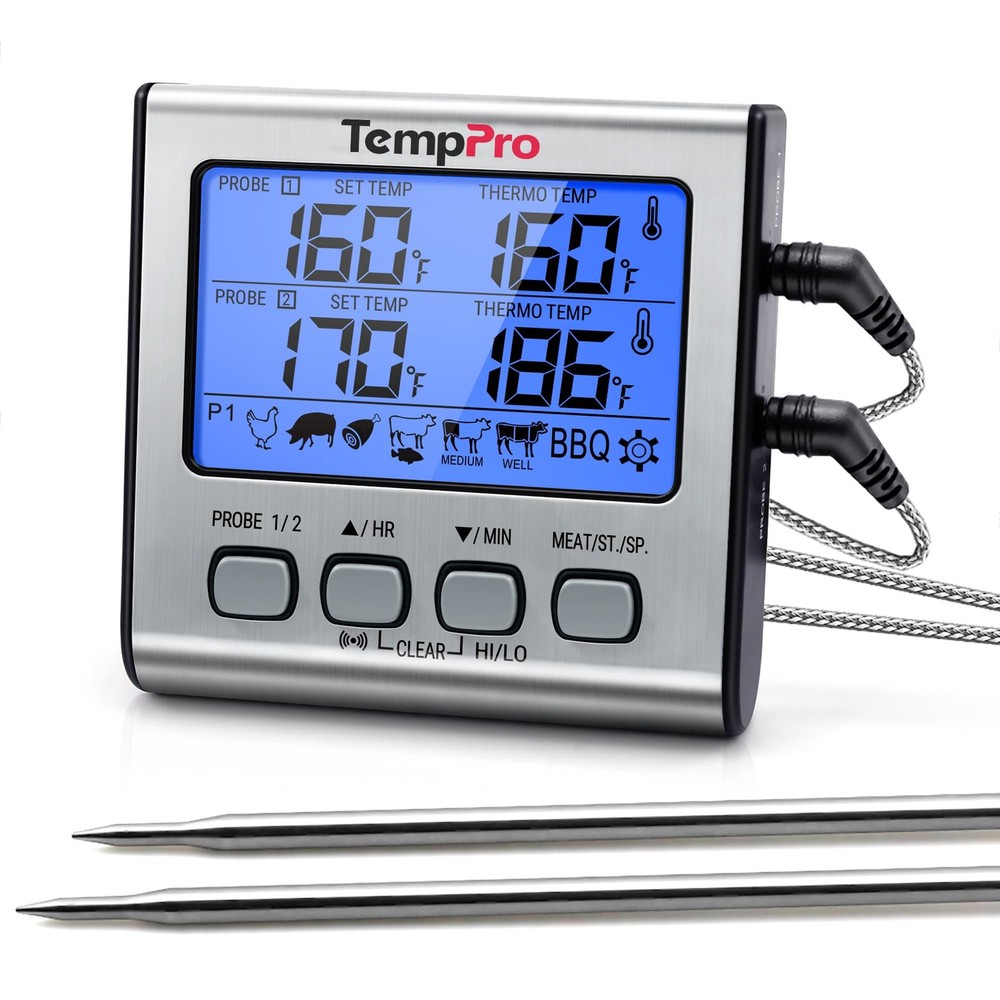 TP17 Dual Probe Digital Cooking Meat Thermometer Large LCD Backlight Food Gri...