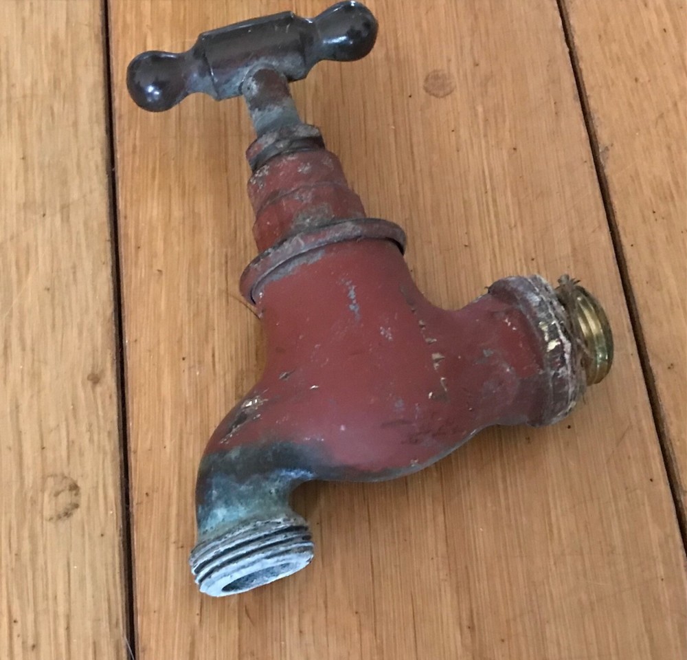 VINTAGE SOLID BRASS GARDEN TAPS Over Painted ref33 - (Black D 12)