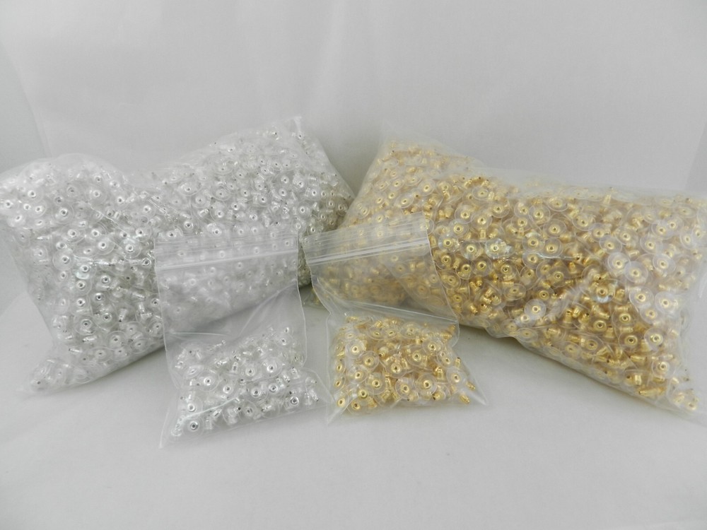 200PC Earring Backs Post Backings Stopper Silver / Gold Tone Stud Secure Earring