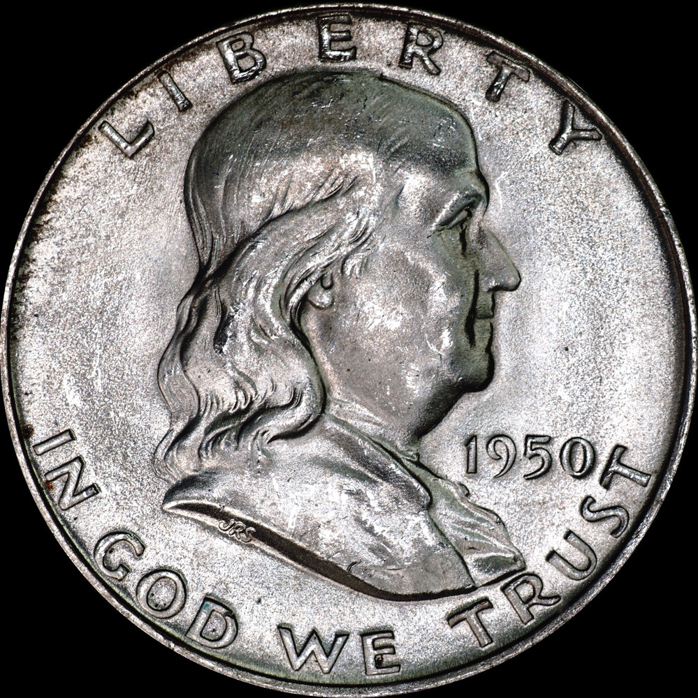 1950-D Franklin Half Dollar Silver UNC, GEM, As Shown  276