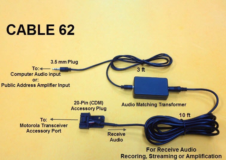 Cable 62 Motorola CDM CDM750 CDM1250 CDM1550 CM300D Recording Streaming Audio