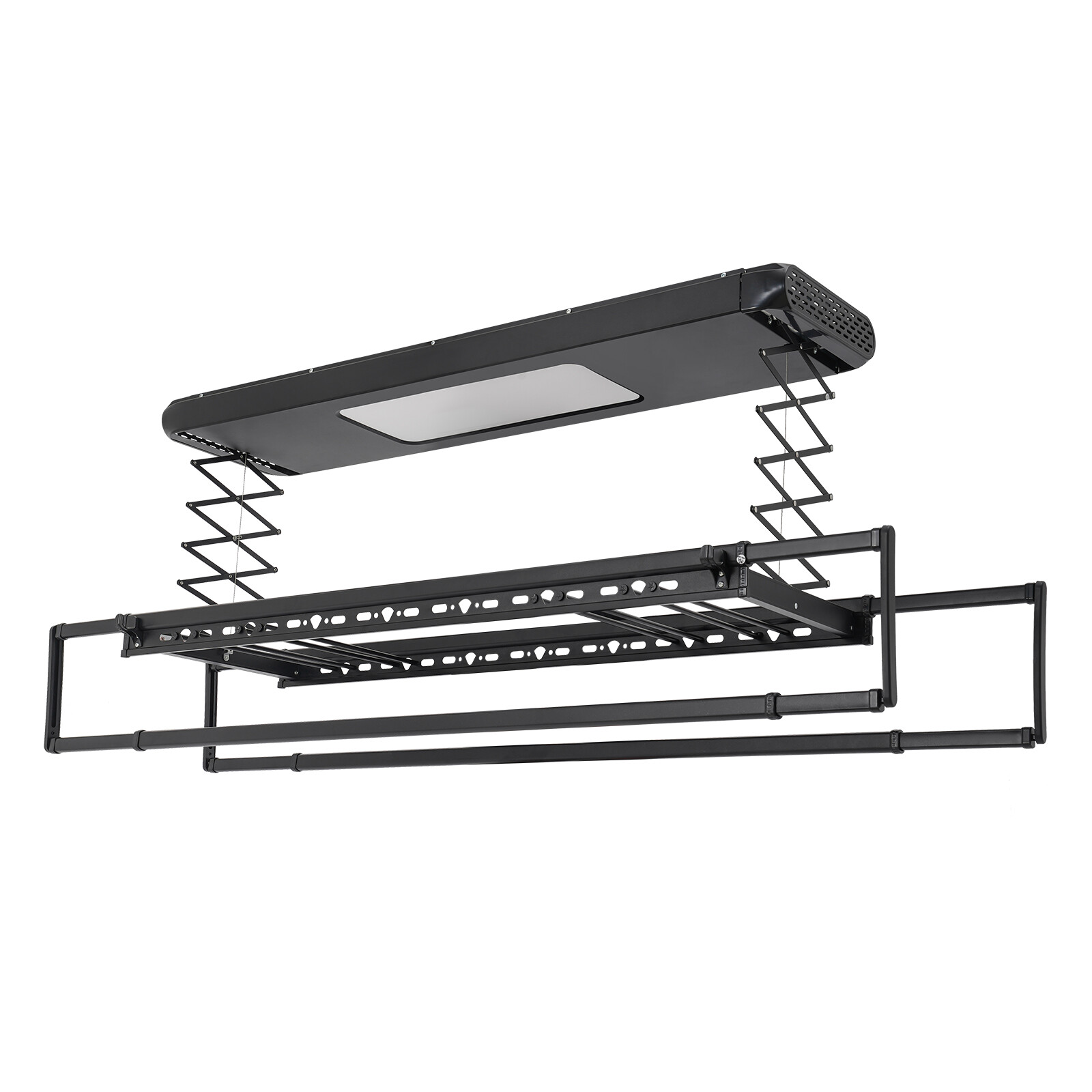 Wall and Ceiling Clothesline, Electrical Drying Rack w/ 8 Rod & Light Up Lamps