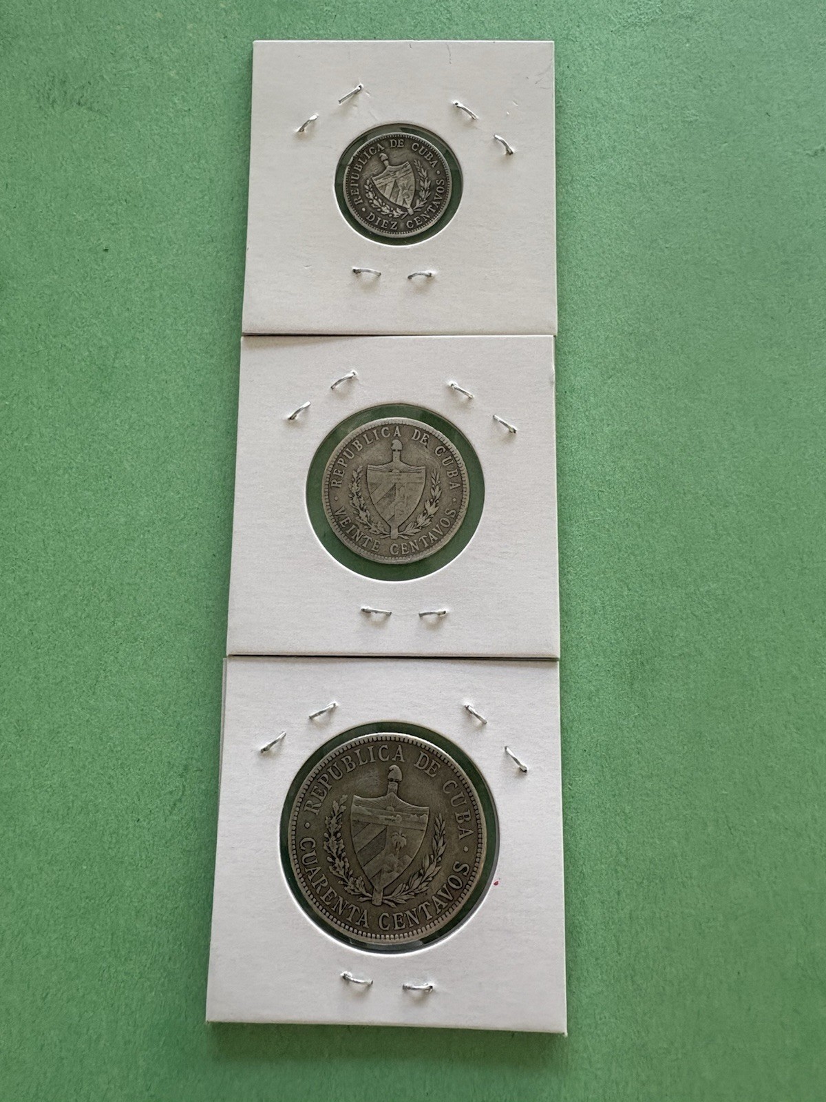 L@@K CENTRAL AMERICAN COINS LOT 1915 3 DIFFERENTS 10c 20c 40c PRETTYS Silver