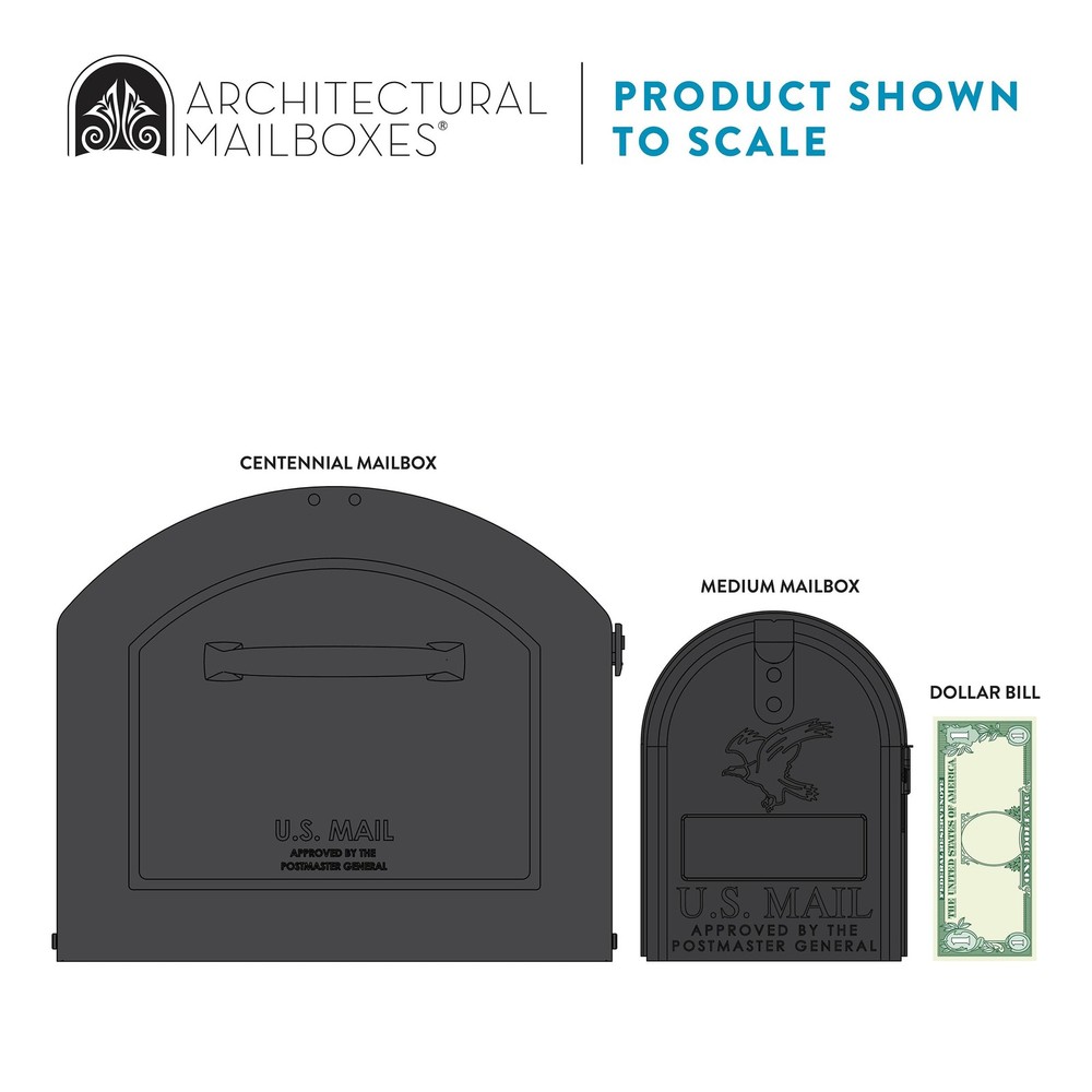 Architectural Mailboxes 950020P-10 Centennial Post Mount Extra Large, Pewter