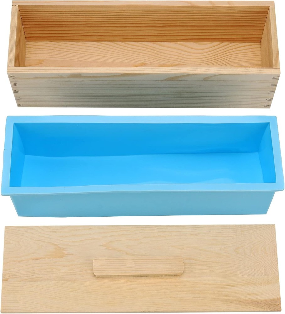 3 Set 42 oz Silicone Soap Molds, Rectangular Bar Loaf Making Mold Blue