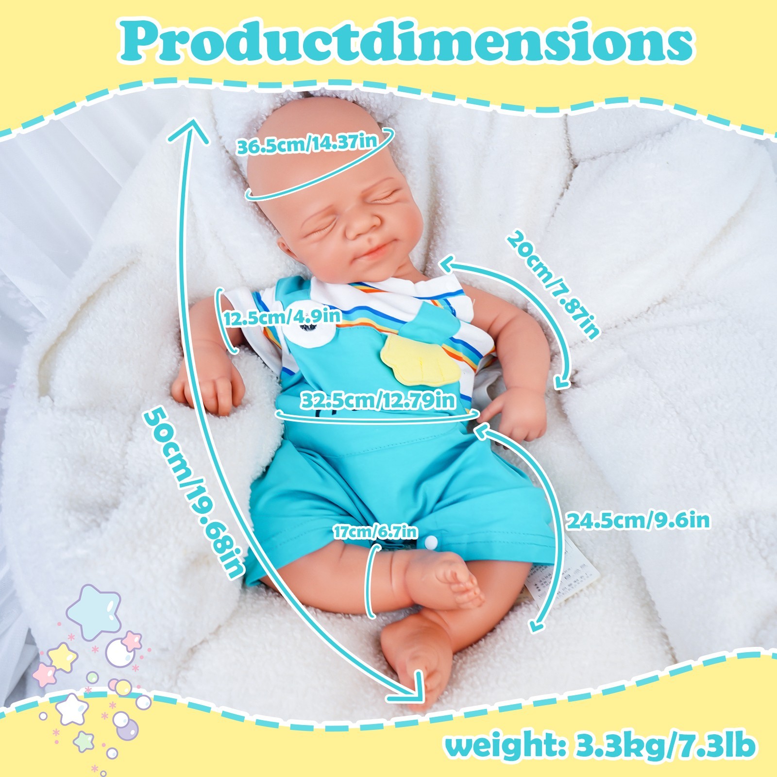 19.68'' solid silicone doll silicone reborn doll silicone boy doll toys gifts