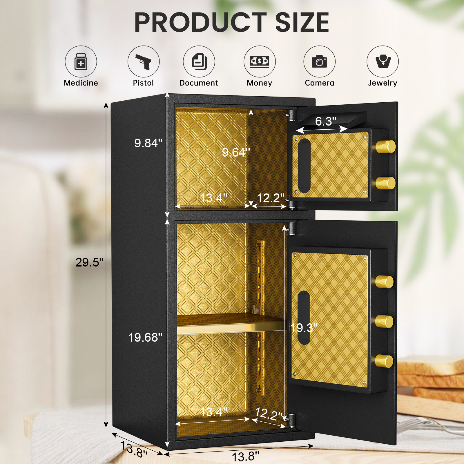 6.5 Cu ft Home Safe Box with Deposit Slot ,Large LCD Screen and Fireproof Bag