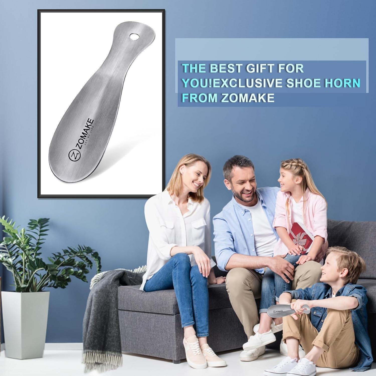 ZOMAKE Metal Shoe Horn, Small Travel Shoehorn for Men Women Kids,7.5'' 2 Pcs