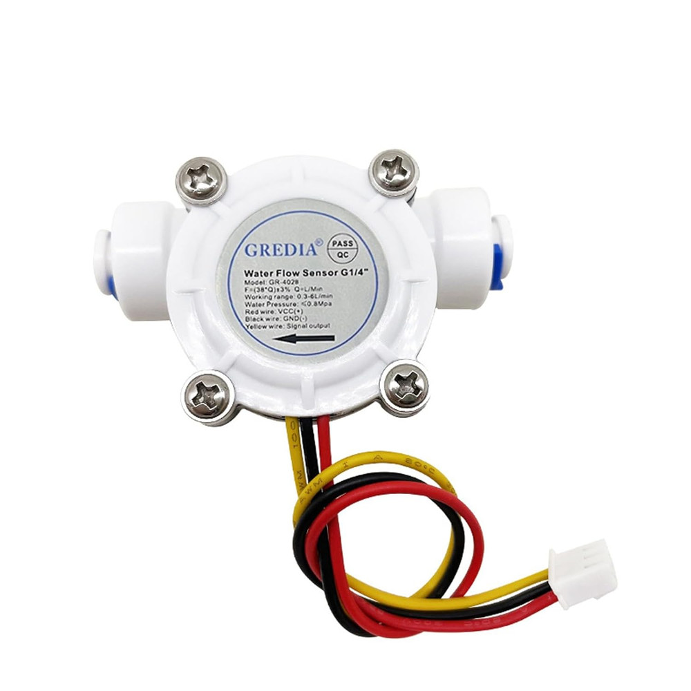 1/4" Quick Connect Water Flow Sensor Food-Grade Switch Hall Effect Flowmeter Flu