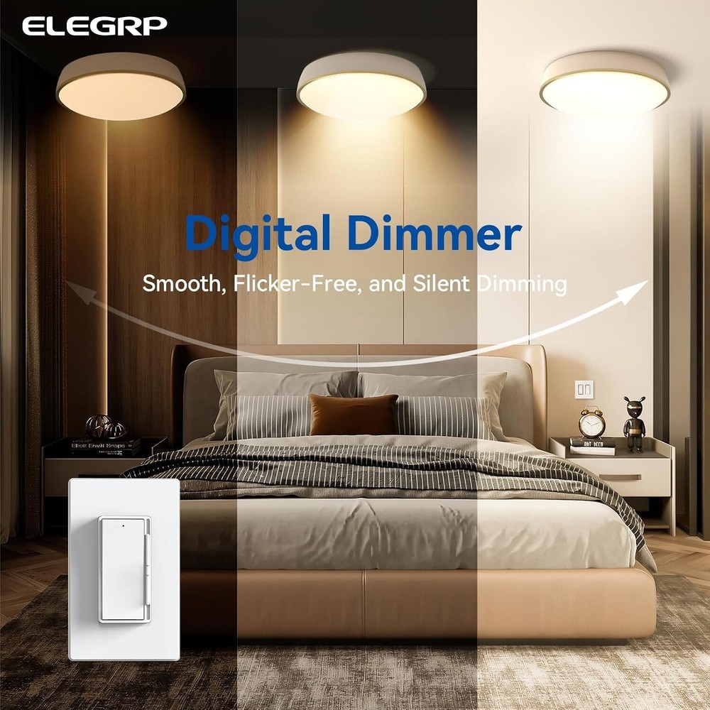 Digital Dimmer Light Switch for 300W Dimmable LED/CFL Lights10 Pack Matte White