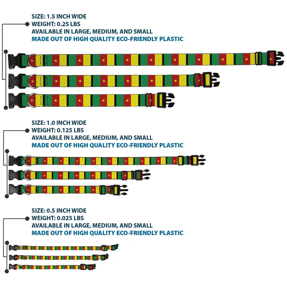 Plastic Clip Collar Cameroon Flags Large 15-24"