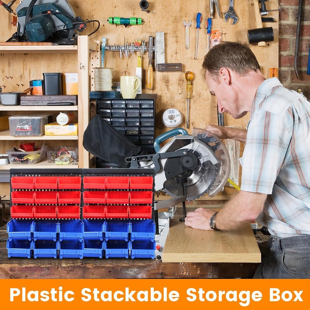 Heavy-Duty Wall Storage Rack with 30 Bins - Rust-Resistant & Space-Saving