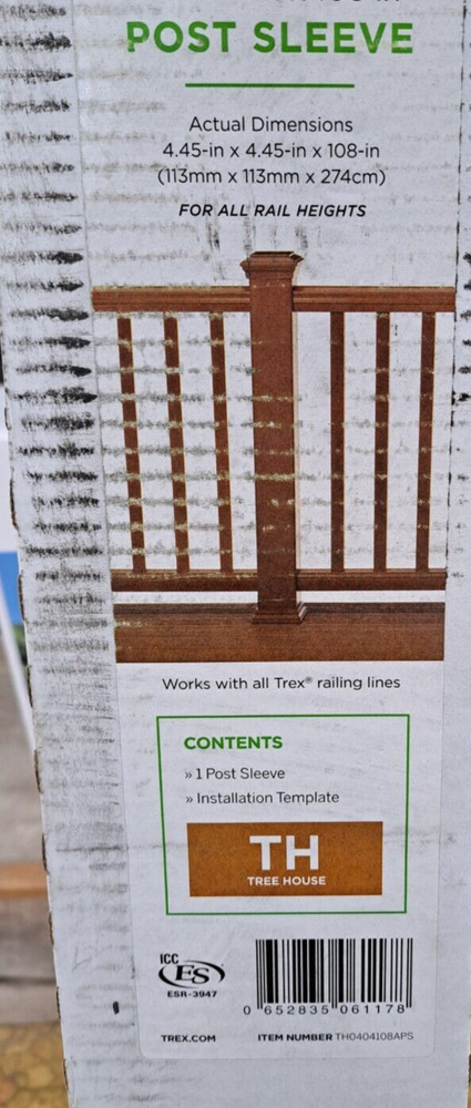 TREX TRANSCENDS 4 X 4 TREE HOUSE 39" COMPOSITE DECK POST SLEEVE