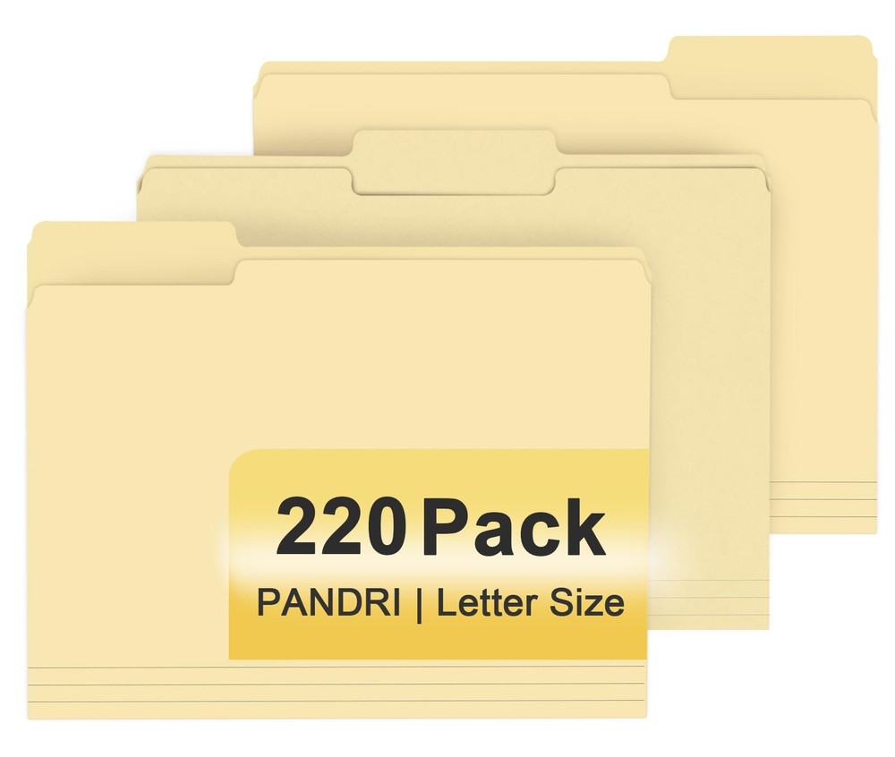 File Folder, 220 Pack File Folder, 1/3 Cut Tab, Letter Size, Filing Folder fo...