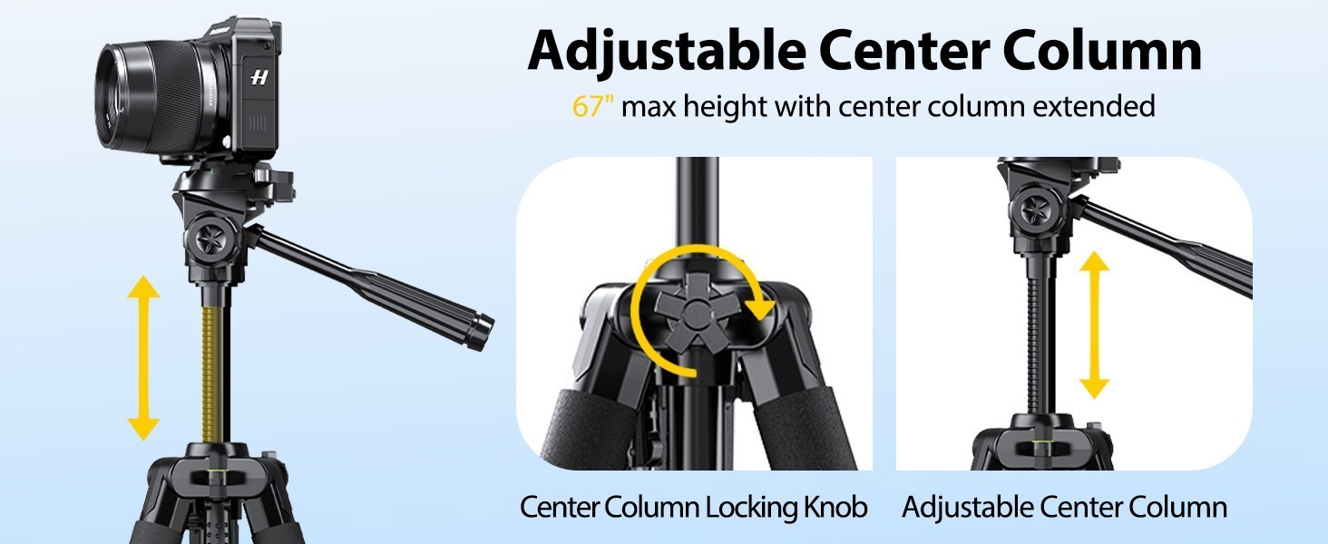 55" Portable Heavy-Duty Tripod for Phone & Camera w/ Cold Shoe Aluminum alloy