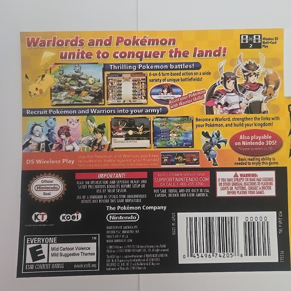 Replacement Case For Pokemon Conquest Version Nintendo DS