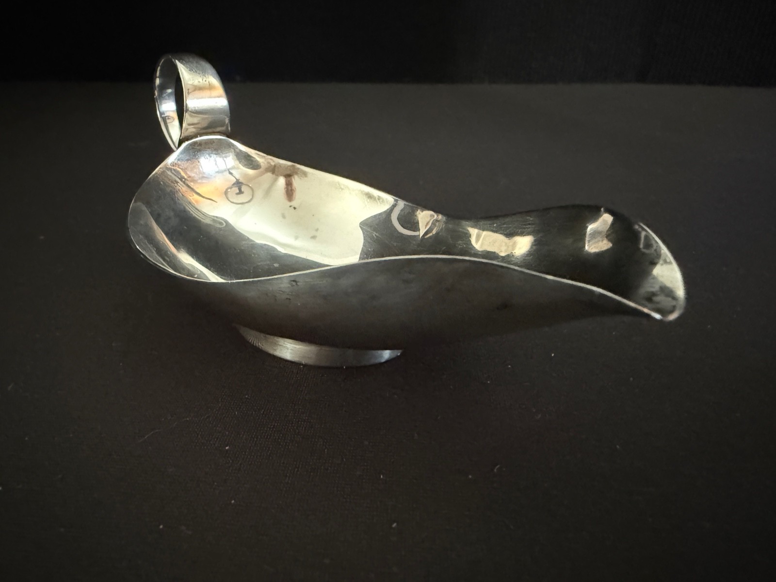 1832 London Sterling Pap Boat with 1787 Shilling in Bottom Jonathan Hayne