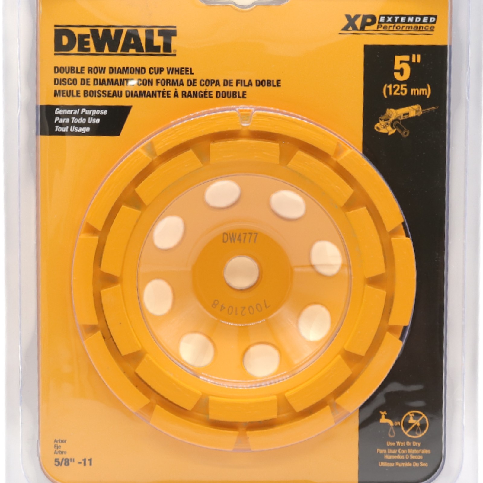 DEWALT DW4777 5-Inch Double Row Diamond Cup Grinding Wheel