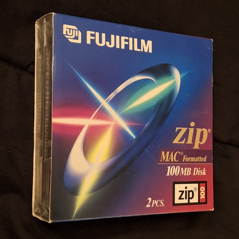 Fujifilm Zip Disk 100MB – MAC Formatted – Vintage Data Storage – Sealed 2-Pack