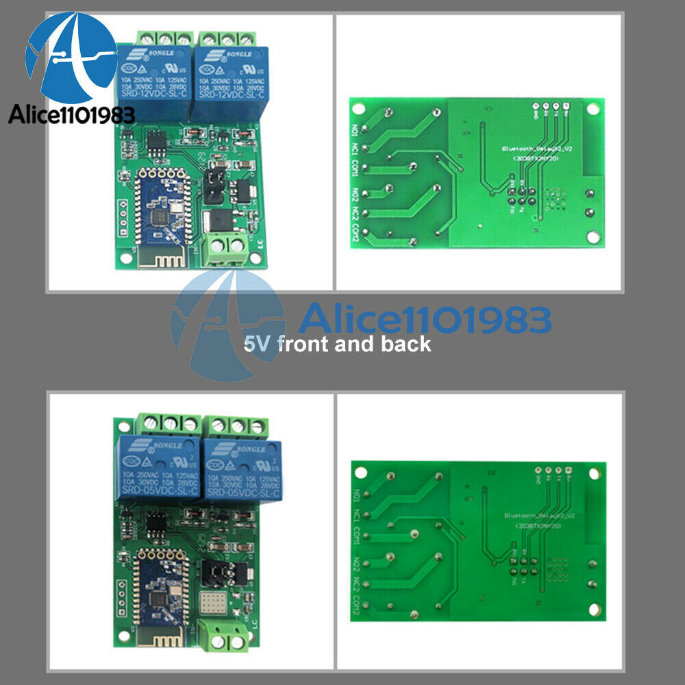 DC 12V 2CH Bluetooth Relay Module Smart Home Mobile APP Remote Control Switch
