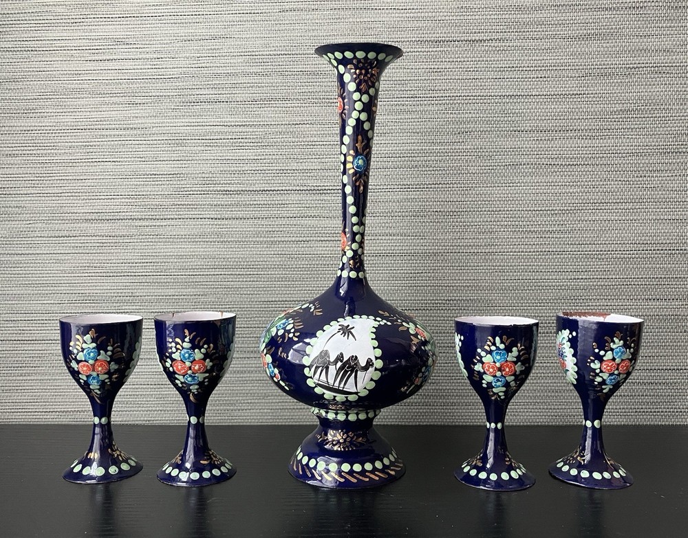 Vintage 6-piece Enameled Drinking Set