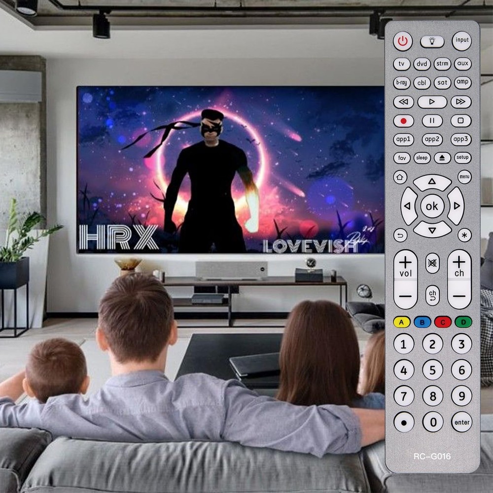 Backlit Universal Remote Control for TVs/Streaming US-G016, gray