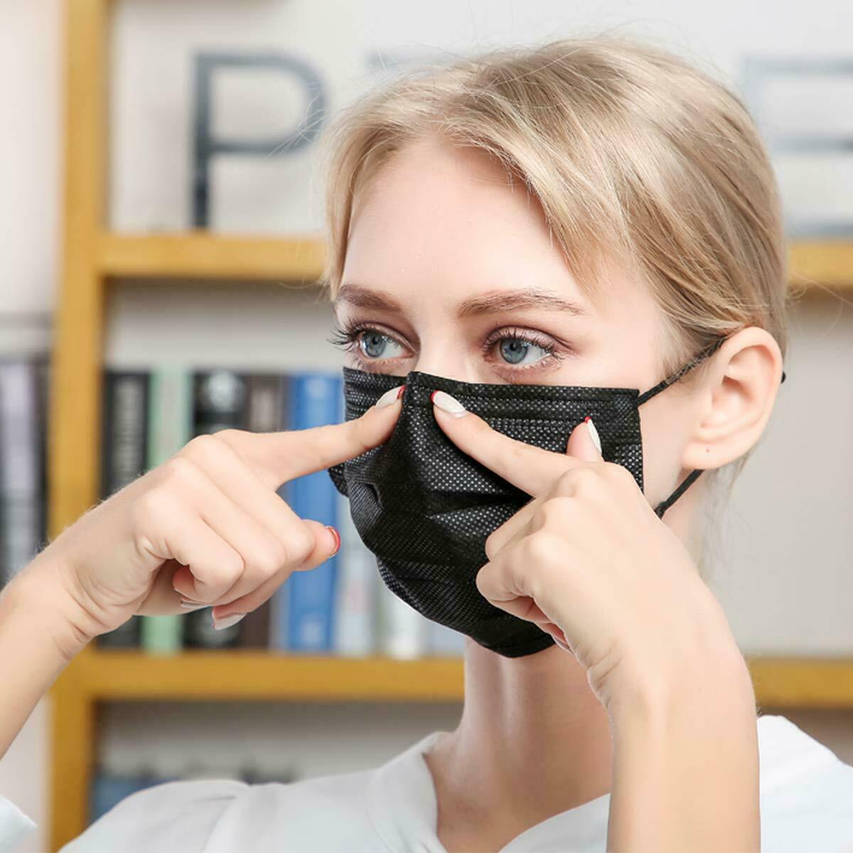 10/50/100 PCS Black Disposable Face Mask Non Medical 3-Ply Earloop Dust Cover