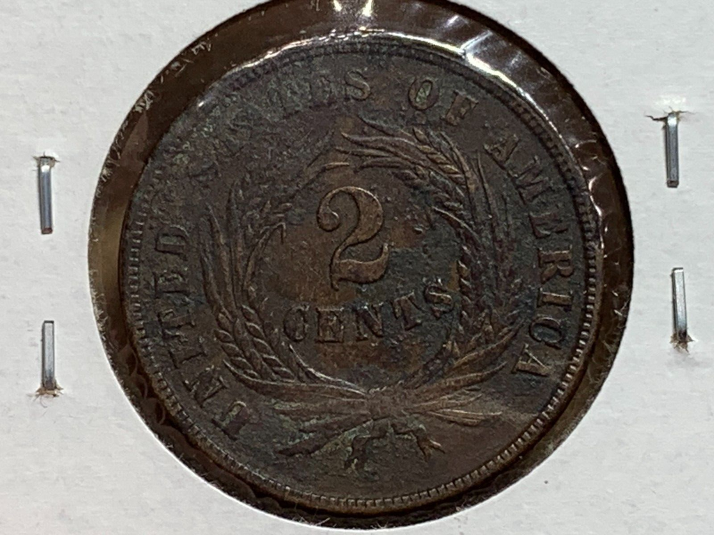 1865 Two Cent Piece VF/XF Environmental
